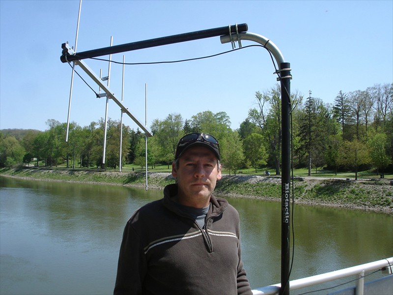 Radio telemetry antenna at Springbank Dam, Thames River, London, Ontario