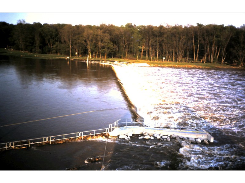 Grand River in flood, Mannheim Weir, Kitchener, Ontario