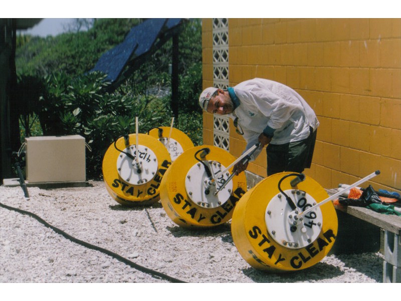 Sono bouys before deployment at The Great Barrier Reef, Australia