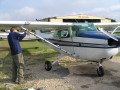 Attaching a sonic telemetry antenna to a plane for tracking blue suckers, Lower Colorado River, Texas