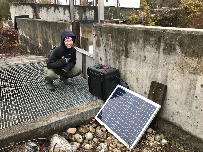 mobile fish monitoring station installed